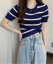 tunee（チュニー）の「レディース ショート丈ニット(BDS)（Tシャツ/カットソー）」