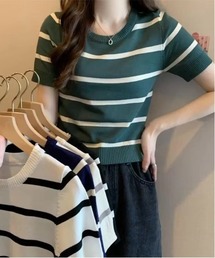 tunee（チュニー）の「レディース ショート丈ニット(BDS)（Tシャツ/カットソー）」