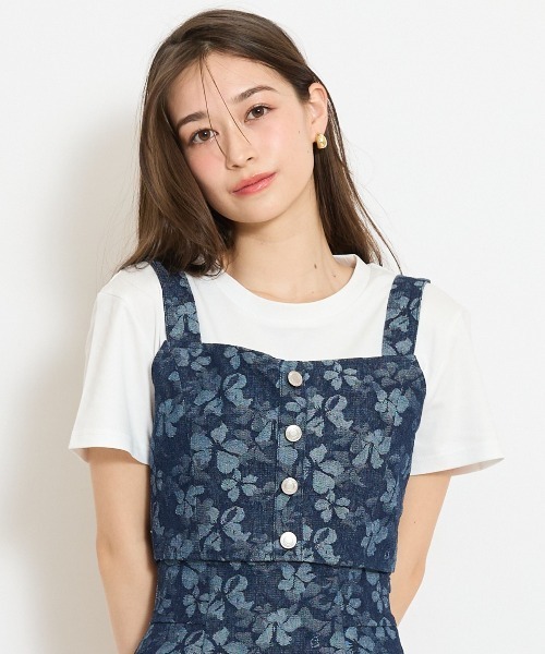 セットアップ対応】ボタン付きデニムビスチェ（その他トップス