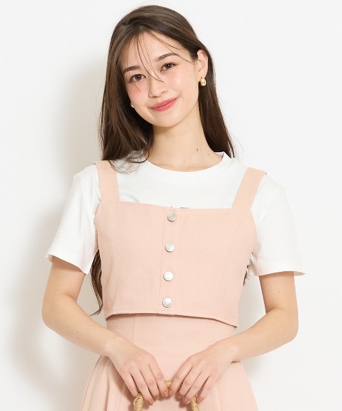 セットアップ対応】ボタン付きデニムビスチェ（その他トップス