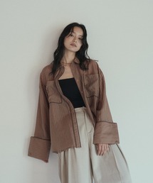 hellam（へラム）の「配色パイピング オーバーサイズシアーシャツ（Tシャツ/カットソー）」