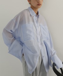 hellam（へラム）の「配色パイピング オーバーサイズシアーシャツ（Tシャツ/カットソー）」
