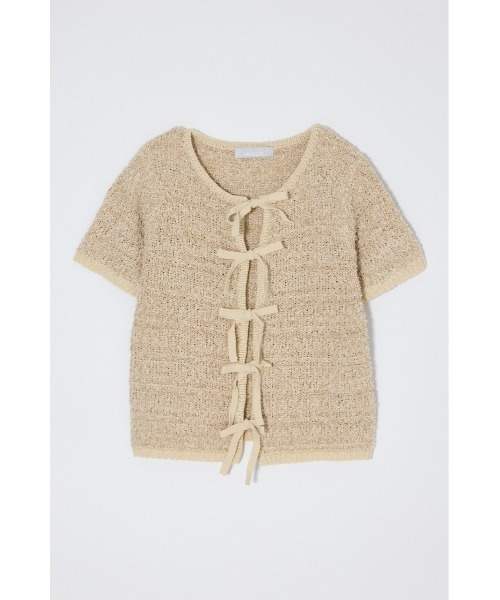 MOUSSY(マウジー)の「FRONT RIBBON KNIT カーディガン(カーディガン/ボレロ・レディース・ネイビー/ライトイエロー/ホワイト/ライトブルー・FREE)」の21枚目の写真