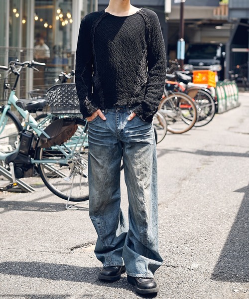 NVRFRGT（ネヴァーフォーゲット）の「3D TWISTED WIDE LEG JEANS（デニムパンツ・メンズ・インディゴブルー・1/2/3）」の11枚目の写真