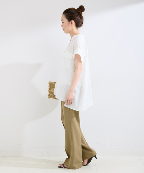B.C STOCK(ベーセーストック)の「手洗い可 / スタンドスキッパーチュニックシャツ(シャツ/ブラウス・レディース・ホワイト/ホワイト系その他/ブラック/ライトブルー・FREE)」の12枚目の写真