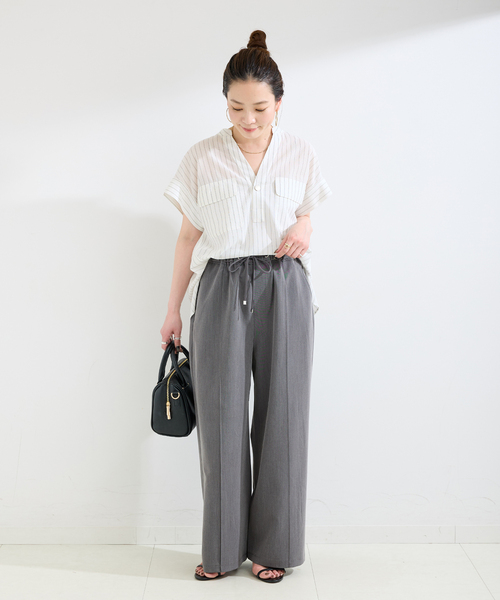 B.C STOCK(ベーセーストック)の「手洗い可 / スタンドスキッパーチュニックシャツ(シャツ/ブラウス・レディース・ホワイト/ホワイト系その他/ブラック/ライトブルー・FREE)」の17枚目の写真
