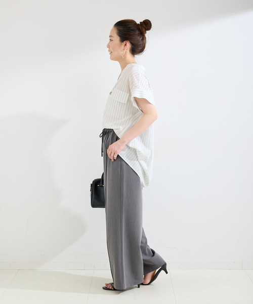 B.C STOCK(ベーセーストック)の「手洗い可 / スタンドスキッパーチュニックシャツ(シャツ/ブラウス・レディース・ホワイト/ホワイト系その他/ブラック/ライトブルー・FREE)」の18枚目の写真