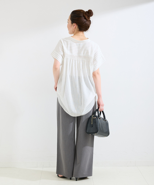 B.C STOCK(ベーセーストック)の「手洗い可 / スタンドスキッパーチュニックシャツ(シャツ/ブラウス・レディース・ホワイト/ホワイト系その他/ブラック/ライトブルー・FREE)」の19枚目の写真