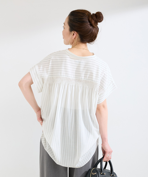 B.C STOCK(ベーセーストック)の「手洗い可 / スタンドスキッパーチュニックシャツ(シャツ/ブラウス・レディース・ホワイト/ホワイト系その他/ブラック/ライトブルー・FREE)」の22枚目の写真