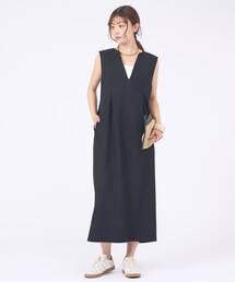 【着痩せシルエット】ウェストタックジャンパースカート