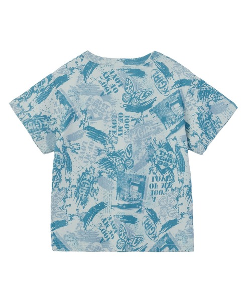 X-girl（エックスガール）の「BRUSHED COLLAGE GRAPHIC S/S BABY TEE（Tシャツ/カットソー・レディース・ベージュ/ブルー/ピンク・S/M）」の4枚目の写真