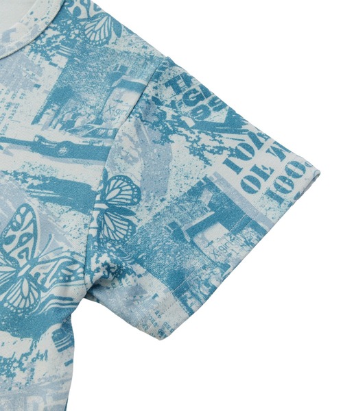 X-girl（エックスガール）の「BRUSHED COLLAGE GRAPHIC S/S BABY TEE（Tシャツ/カットソー・レディース・ベージュ/ブルー/ピンク・S/M）」の6枚目の写真