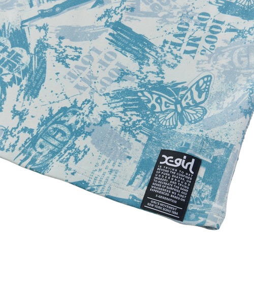 X-girl（エックスガール）の「BRUSHED COLLAGE GRAPHIC S/S BABY TEE（Tシャツ/カットソー・レディース・ベージュ/ブルー/ピンク・S/M）」の8枚目の写真