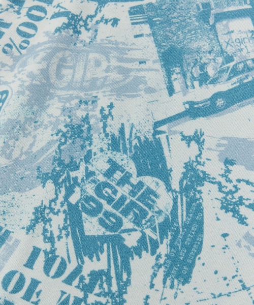 X-girl（エックスガール）の「BRUSHED COLLAGE GRAPHIC S/S BABY TEE（Tシャツ/カットソー・レディース・ベージュ/ブルー/ピンク・S/M）」の10枚目の写真