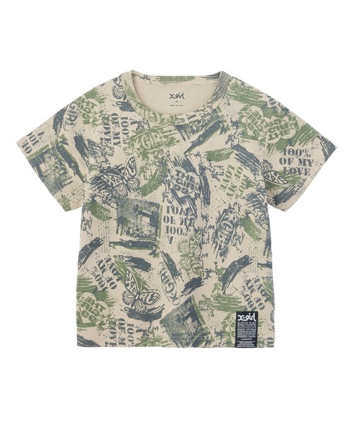 X-girl（エックスガール）の「BRUSHED COLLAGE GRAPHIC S/S BABY TEE（Tシャツ/カットソー・レディース・ベージュ/ブルー/ピンク・S/M）」の14枚目の写真