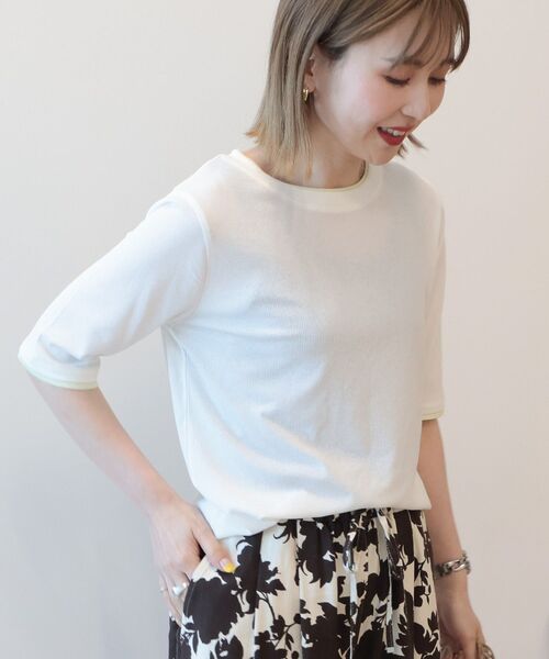 AMERICAN HOLIC(アメリカンホリック)の「シアーリブ配色プルオーバー(Tシャツ/カットソー・レディース・レッド/チャコールグレー/オフホワイト/ネイビー・L/M)」の21枚目の写真