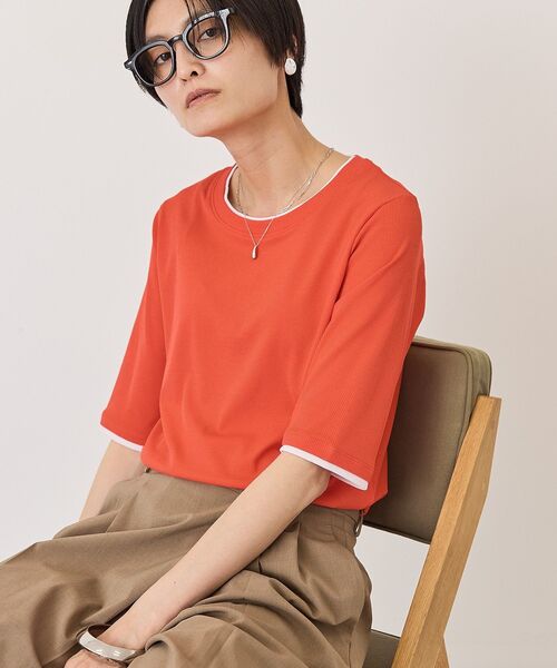 AMERICAN HOLIC(アメリカンホリック)の「シアーリブ配色プルオーバー(Tシャツ/カットソー・レディース・レッド/チャコールグレー/オフホワイト/ネイビー・L/M)」の13枚目の写真