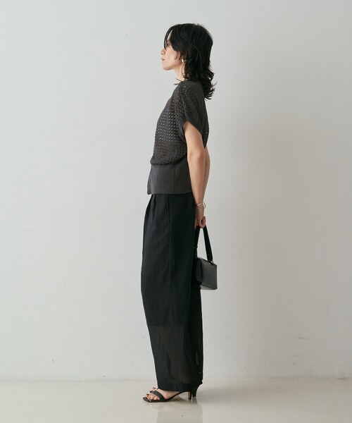 qualite（カリテ）の「【セットアップ対応】シアーツイルパンツ　夏服　春服　オフィスカジュアル（その他パンツ・レディース・グレイッシュベージュ/ブラック・38/36）」の13枚目の写真