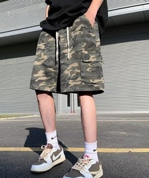 ルーズシルエット カモフラカーゴショーツ