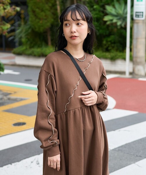 【極美品】ブラウン 長袖 ワンピース ブランド古着】長袖ワンピース（ワンピース）｜FREAK'S STORE
