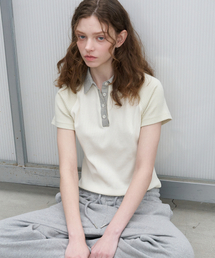 Stripe block collar T-shirt [KNSS07TS14]_Ivory