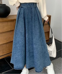 ウエストベスト付きフレアデニムスカート