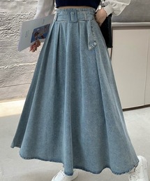 ウエストベスト付きフレアデニムスカート