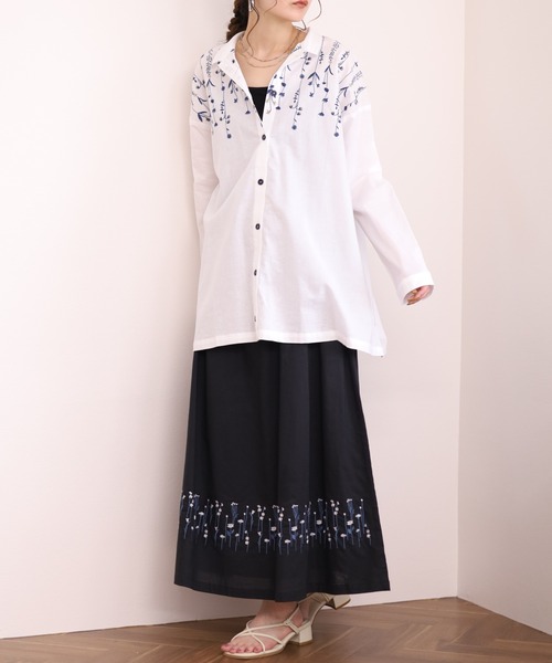 Emago(イマゴ)の「EMAGO 花降る刺繍シャツ 長袖(シャツ/ブラウス・レディース・グリーン/ホワイト・FREE)」の21枚目の写真