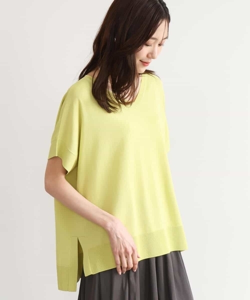 MK MICHEL KLEIN（エムケーミッシェルクラン）の「[UVカット/接触冷感/洗える]Vネックニットプルオーバー（ニット/セーター・レディース・レモンイエロー/ネイビー/ブルー/ホワイト・38）」の22枚目の写真