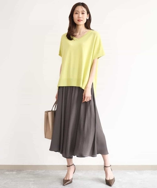 MK MICHEL KLEIN（エムケーミッシェルクラン）の「[UVカット/接触冷感/洗える]Vネックニットプルオーバー（ニット/セーター・レディース・レモンイエロー/ネイビー/ブルー/ホワイト・38）」の21枚目の写真