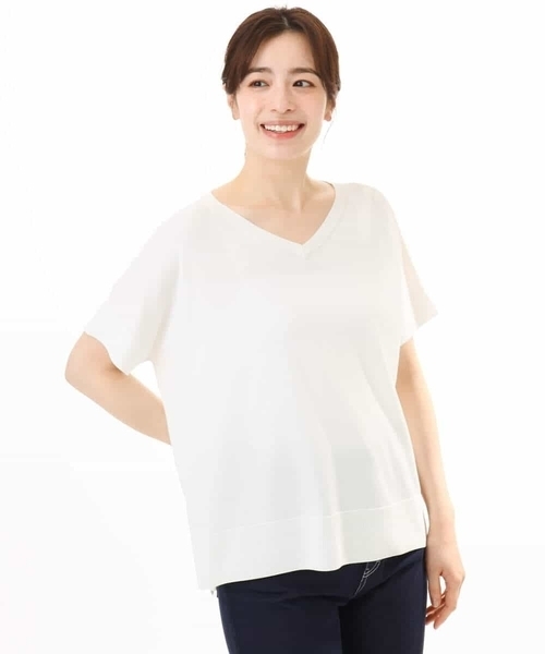 MK MICHEL KLEIN（エムケーミッシェルクラン）の「[UVカット/接触冷感/洗える]Vネックニットプルオーバー（ニット/セーター・レディース・レモンイエロー/ネイビー/ブルー/ホワイト・38）」の15枚目の写真