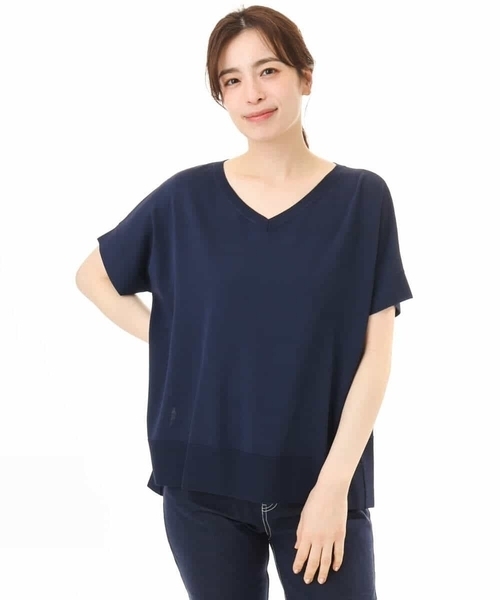 MK MICHEL KLEIN（エムケーミッシェルクラン）の「[UVカット/接触冷感/洗える]Vネックニットプルオーバー（ニット/セーター・レディース・レモンイエロー/ネイビー/ブルー/ホワイト・38）」の17枚目の写真