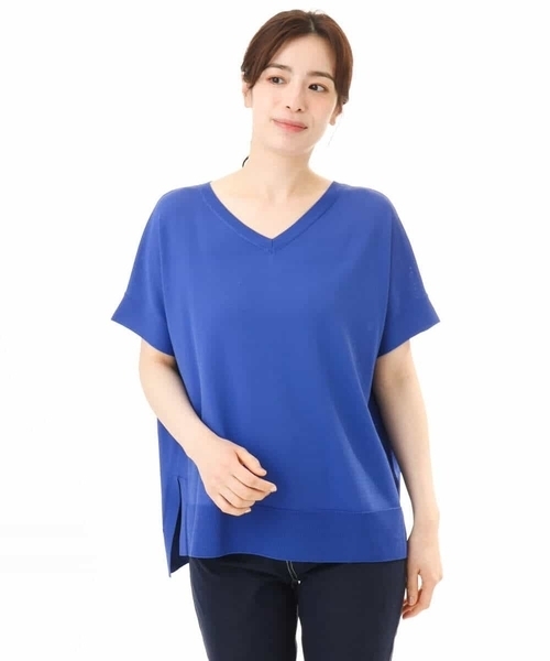 MK MICHEL KLEIN（エムケーミッシェルクラン）の「[UVカット/接触冷感/洗える]Vネックニットプルオーバー（ニット/セーター・レディース・レモンイエロー/ネイビー/ブルー/ホワイト・38）」の19枚目の写真