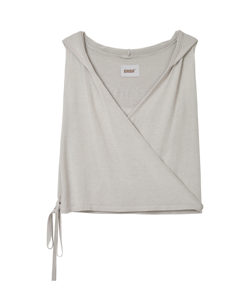 ERER(エルエル)の「Hotfix hooded Sleeveless knit Melange Gray(Tシャツ/カットソー・レディース・ライトグレー・F)」の7枚目の写真