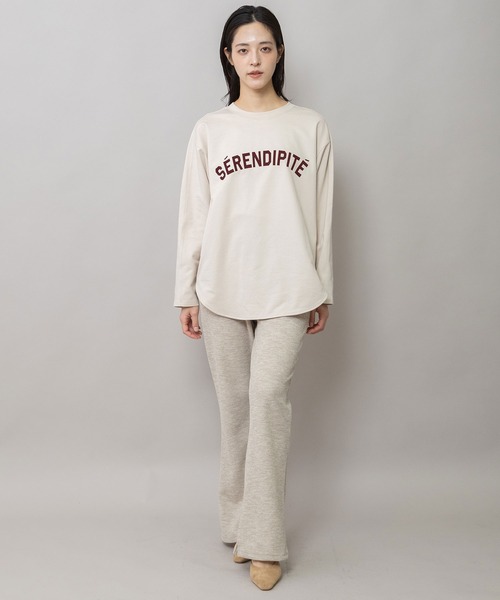 Munich（ミューニック）の「ロゴプリント ラウンドヘムロングTシャツ（Tシャツ/カットソー・レディース・グレー/ライトベージュ/ブラック・FREE）」の9枚目の写真