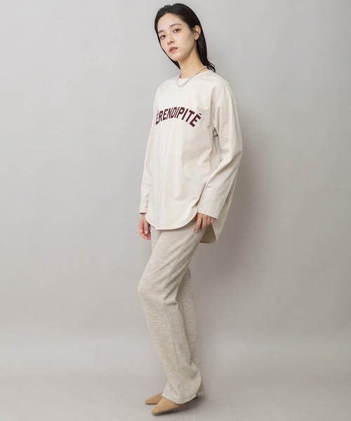 Munich（ミューニック）の「ロゴプリント ラウンドヘムロングTシャツ（Tシャツ/カットソー・レディース・グレー/ライトベージュ/ブラック・FREE）」の8枚目の写真