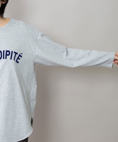 Munich（ミューニック）の「ロゴプリント ラウンドヘムロングTシャツ（Tシャツ/カットソー・レディース・グレー/ライトベージュ/ブラック・FREE）」の19枚目の写真