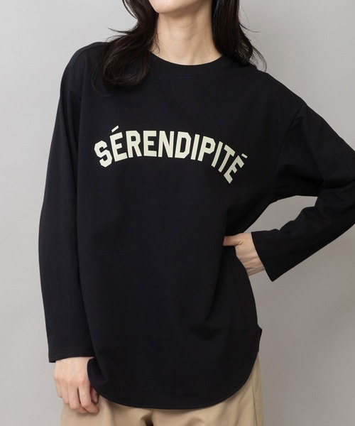 Munich（ミューニック）の「ロゴプリント ラウンドヘムロングTシャツ（Tシャツ/カットソー・レディース・グレー/ライトベージュ/ブラック・FREE）」の21枚目の写真