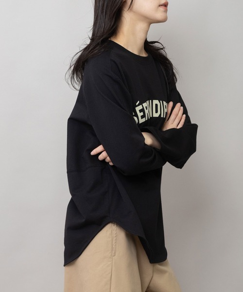 Munich（ミューニック）の「ロゴプリント ラウンドヘムロングTシャツ（Tシャツ/カットソー・レディース・グレー/ライトベージュ/ブラック・FREE）」の22枚目の写真