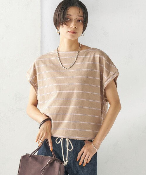 SHIPS(シップス)の「マルチ ボーダー 裾 ドロスト プルオーバー(Tシャツ/カットソー・レディース・ブラウン/ナチュラル/ベージュ系・ONE SIZE)」の15枚目の写真