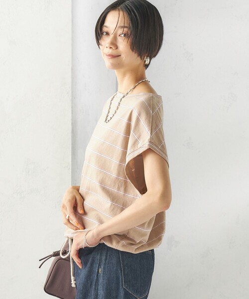 SHIPS(シップス)の「マルチ ボーダー 裾 ドロスト プルオーバー(Tシャツ/カットソー・レディース・ブラウン/ナチュラル/ベージュ系・ONE SIZE)」の16枚目の写真