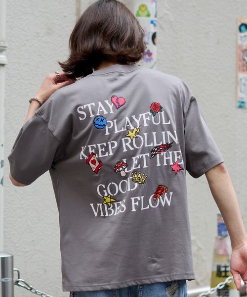 WEGO(ウィゴー)の「WEGO/【26年春夏新作】接触冷感モチーフ刺繍グラフィックT(Tシャツ/カットソー・メンズ・スミクロ/ホワイト・LARGE/MEDIUM)」の8枚目の写真