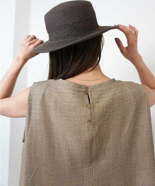 gossara（ゴサラ）の「【体型カバーも叶う】楊柳タックショルダータンクワンピース（Tシャツ/カットソー・レディース・チャコールグレー/グレー/ベージュ・FREE）」の18枚目の写真