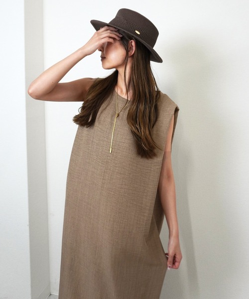 gossara（ゴサラ）の「【体型カバーも叶う】楊柳タックショルダータンクワンピース（Tシャツ/カットソー・レディース・チャコールグレー/グレー/ベージュ・FREE）」の16枚目の写真