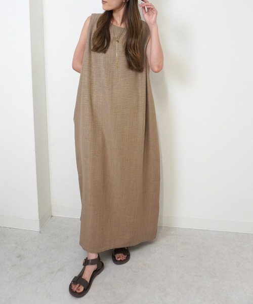 gossara（ゴサラ）の「【体型カバーも叶う】楊柳タックショルダータンクワンピース（Tシャツ/カットソー・レディース・チャコールグレー/グレー/ベージュ・FREE）」の12枚目の写真