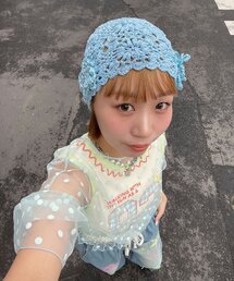 HELLO.SANFRANCISCO（ハローサンフランシスコ）の「【HELLO.SANFRANCISCO/ハローサンフランシスコ】フラワースパンコールクロシェビーニー（キャップ）」