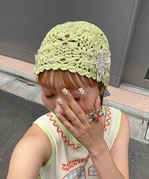 HELLO.SANFRANCISCO | 【HELLO.SANFRANCISCO/ハローサンフランシスコ】フラワースパンコールクロシェビーニー(キャップ)