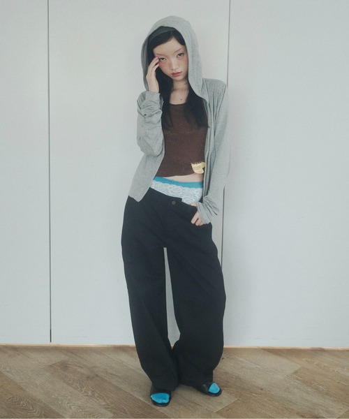 chernyy（チェルニー）の「chernyy low-waist wide cotton pants / ローウエストワイドコットンパンツ（その他パンツ・レディース・レオパード/ブラック・SMALL/LARGE/MEDIUM）」の5枚目の写真