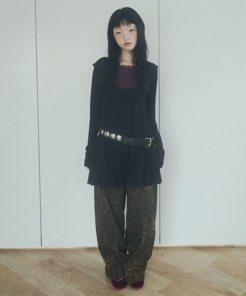 chernyy（チェルニー）の「chernyy low-waist wide cotton pants / ローウエストワイドコットンパンツ（その他パンツ・レディース・レオパード/ブラック・SMALL/LARGE/MEDIUM）」の4枚目の写真