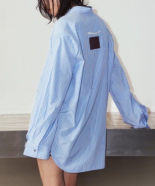 Knuth Marf(クヌースマーフ)の「【Knuth Marf】label over shirt KM26EAN01(シャツ/ブラウス・レディース・イエロー/ブラック/ブルー・FREE)」の2枚目の写真